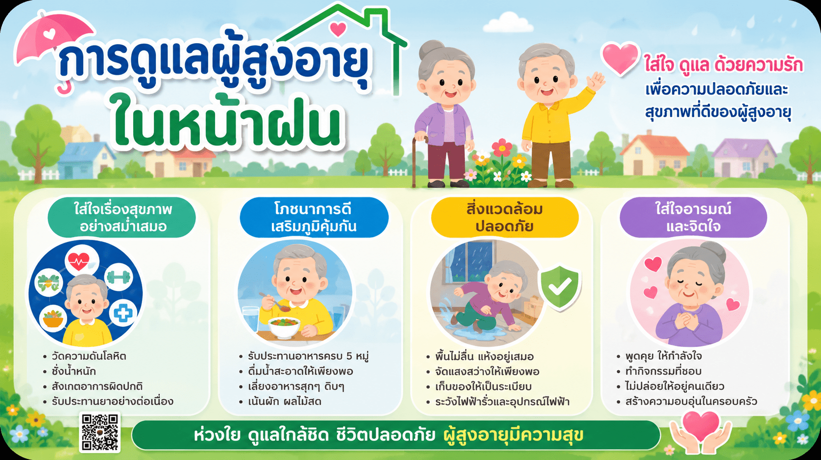 การดูแลผู้สูงอายุในหน้าฝน
